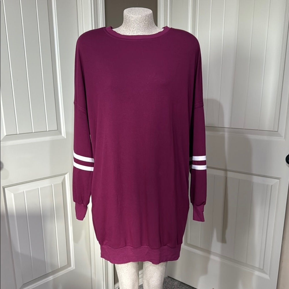 Women's Purple Sweater with White Stripes